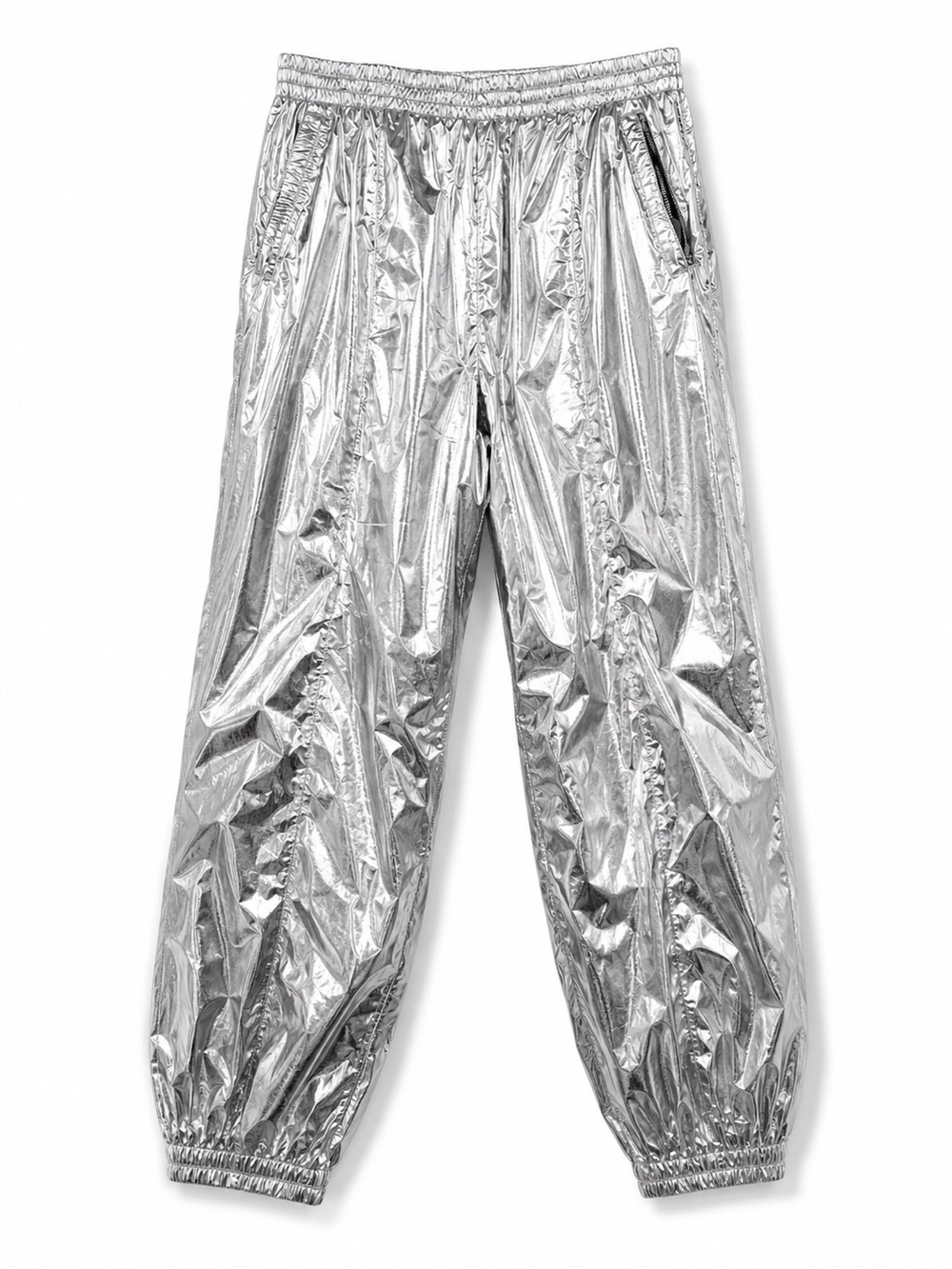 The Mighty Company metallic track pants 0747 Womens silver jogger large - Picture 1 of 10